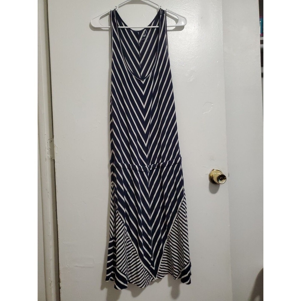 NEW YORK & CO Size L Striped Dress Blue And White